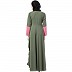 Polka dotted asymmetrical dress abaya- Jade Green-Pink Polka dotted asymmetrical dress abaya- Jade Green-Pink